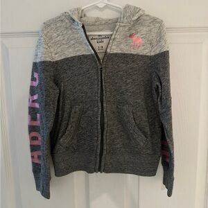 Abercrombie Kids Two-Tone Gray Hoodie with Pink Accents